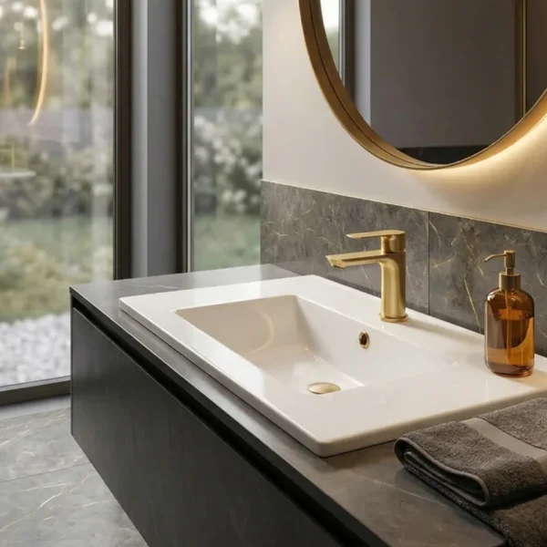 Línea Coty: Elegancia en Brushed Gold y Negro Mate para tu baño